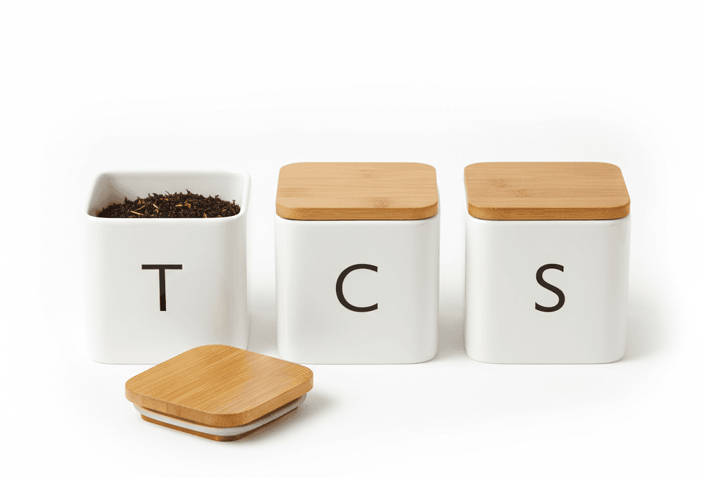 Airtight Storage Container Set with Wooden Lids - 3 Pieces - White 7