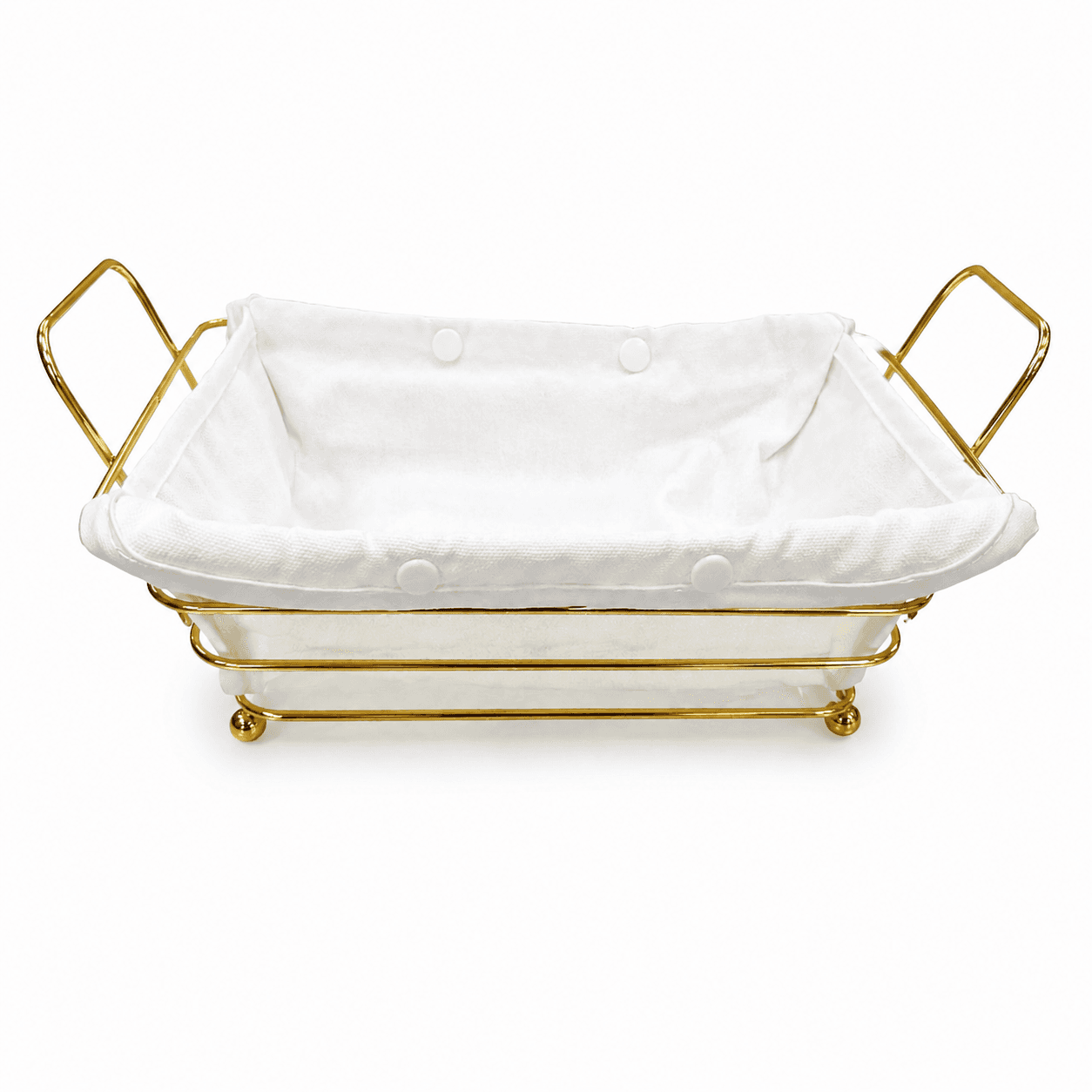 Rectangular Gold Metal Serving Basket with Handles for Bread & Fruits 2