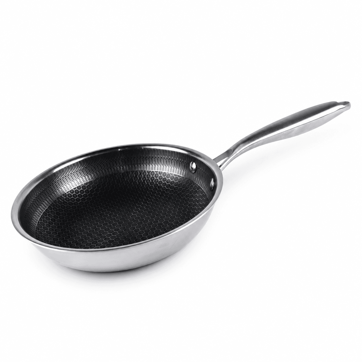 Stainless Steel Frying Pan with Textured Surface, No Lid - Suitable for Quick Frying - 24x7.5cm 2