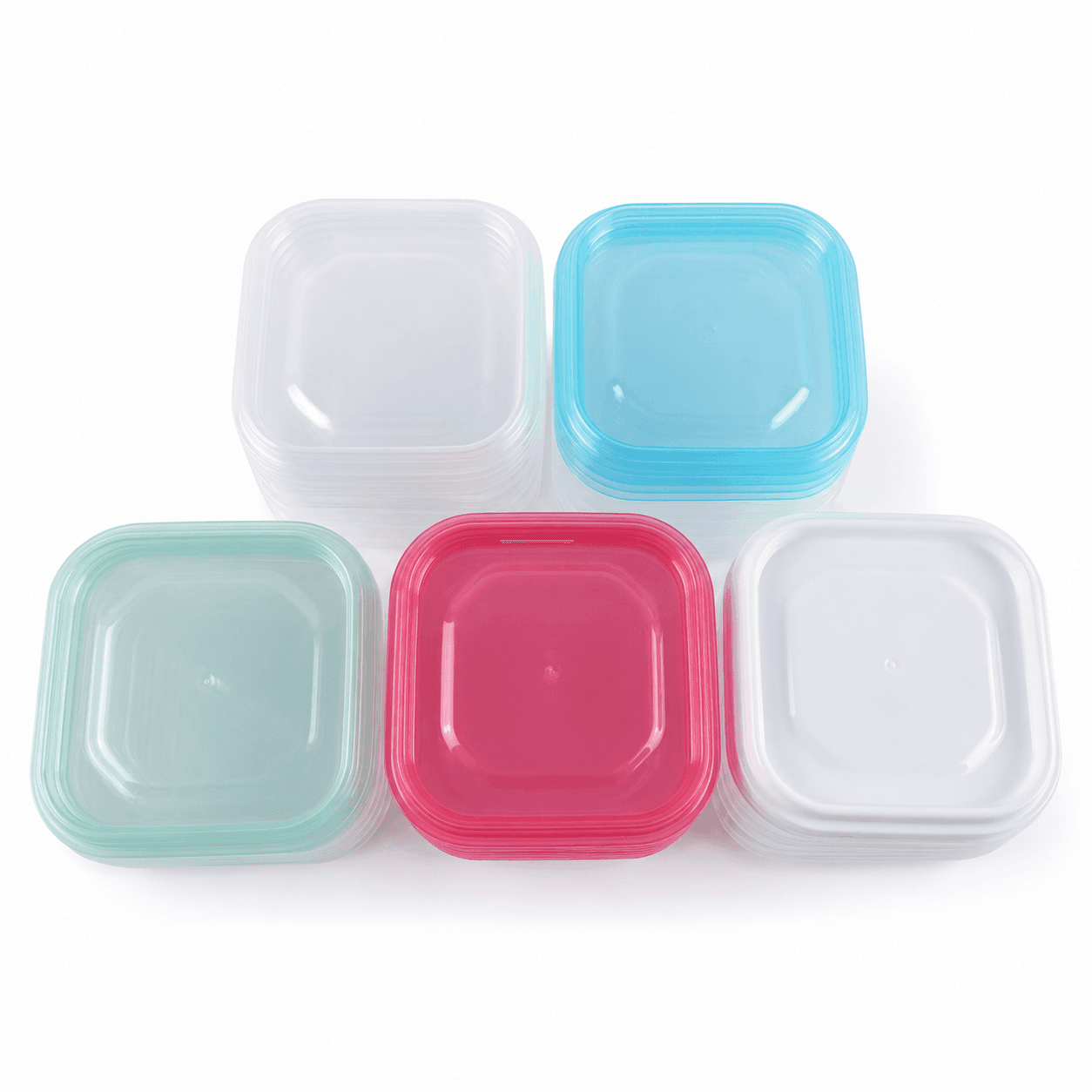 Square Stackable Food Storage Container Set - 4 Pieces - White 4
