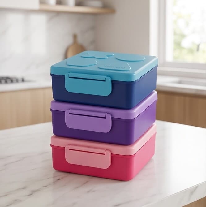 Round Stainless Steel Food Container with Airtight Blue Lid & Vent Valve - Safe & Durable