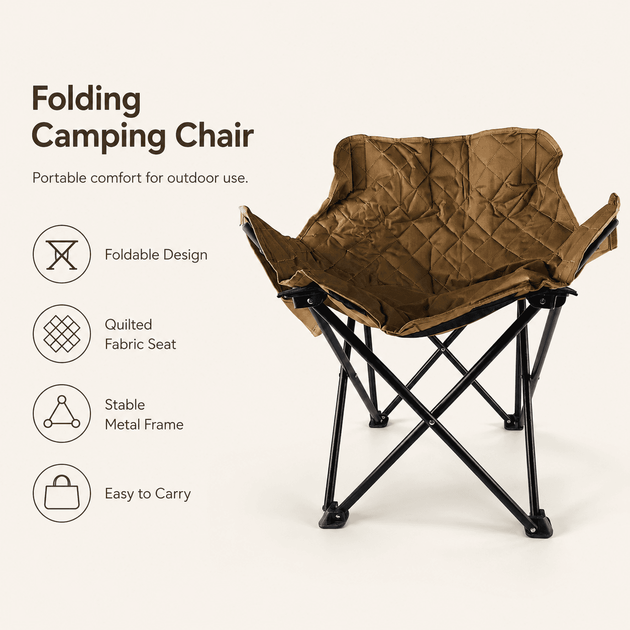 Foldable Camping Chair with Wide Padded Design and Deep Comfortable Seat 6