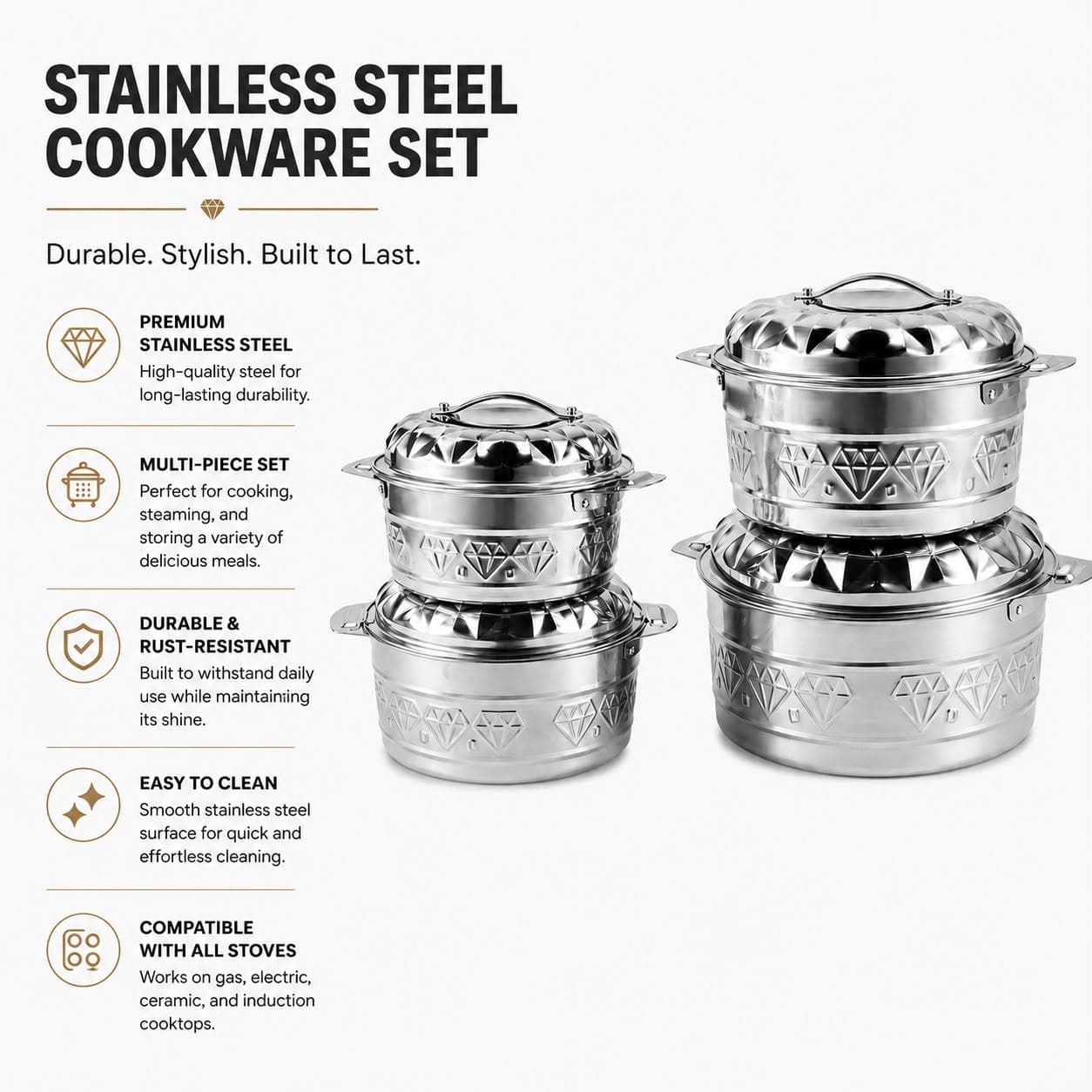 Stainless Steel Insulated Hot Pot Set – Premium Design with Multiple Sizes, Keeps Food Hot for Long Hours, Ideal for Daily Use or Travel 7
