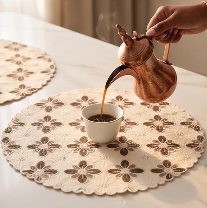 Rectangular PVC Teslin Placemat with Coffee Print Size 30×45 cm Set of 2 Pieces
 7