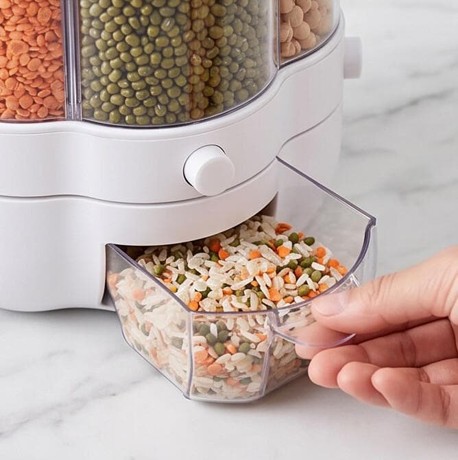 Rotating Multi-Compartment Grain and Spice Container 8