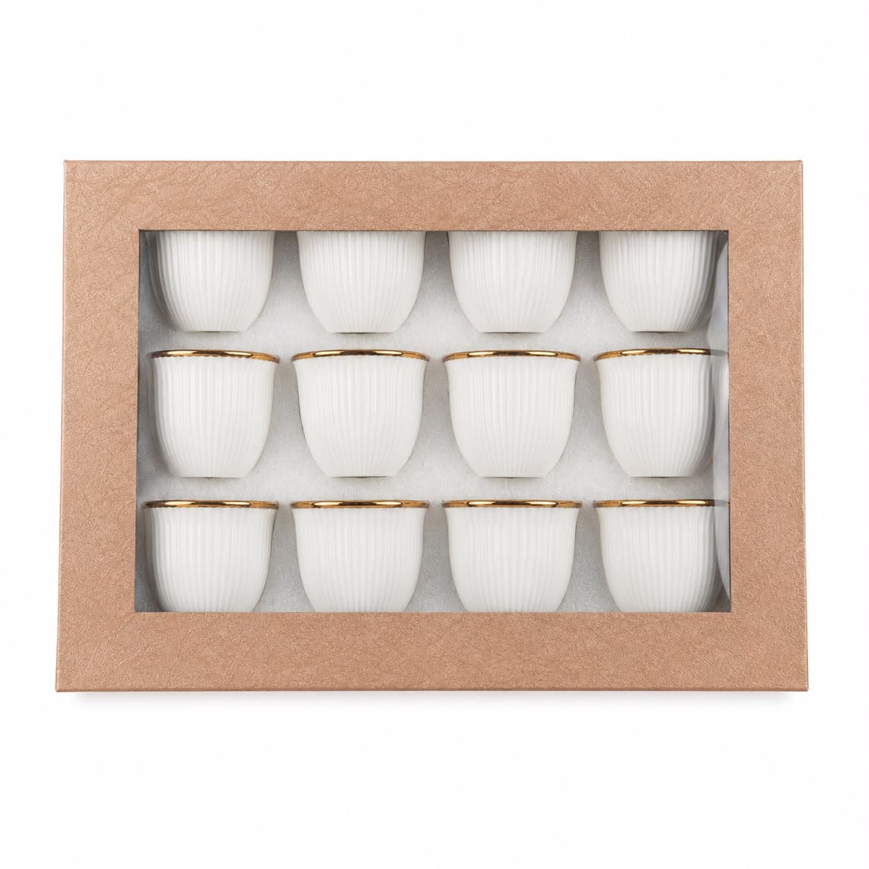 Coffee Cups Set Ribbed Design 12pcs Set 2