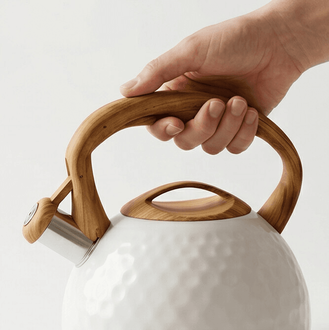 Elegant Wooden-Handle Water Kettle