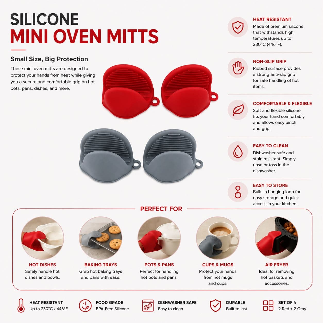 Set of 2 Heat-Resistant Kitchen Mitts 9