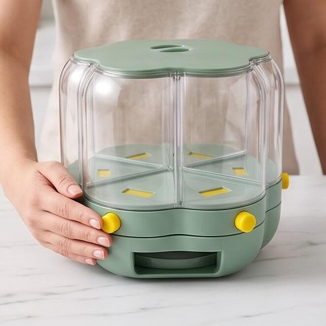 Rotating Grain and Cereal Container with Multiple Compartments – Size 27 cm

 6