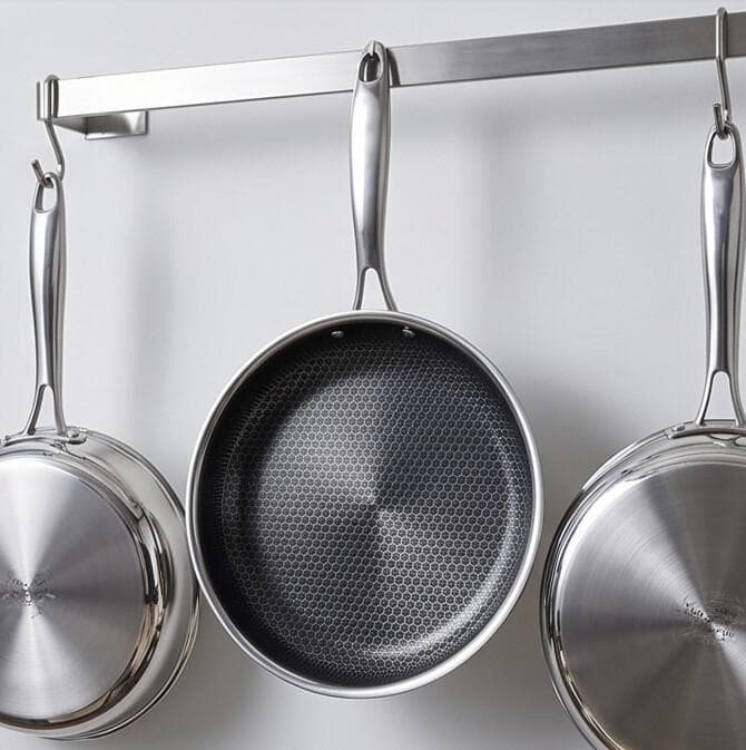 Stainless Steel Frying Pan with Textured Surface, No Lid - Suitable for Quick Frying - 24x8cm 2