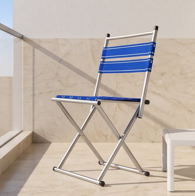 Foldable Camping Chair with Lightweight Fabric Strips Design and Backrest