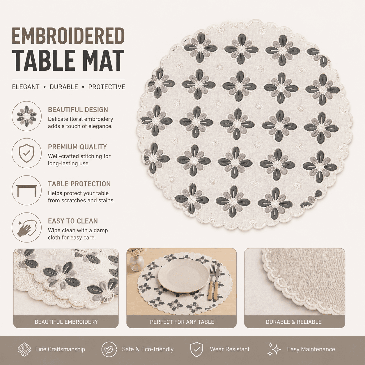 Rectangular PVC Teslin Placemat with Coffee Print Size 30×45 cm Set of 2 Pieces
 8