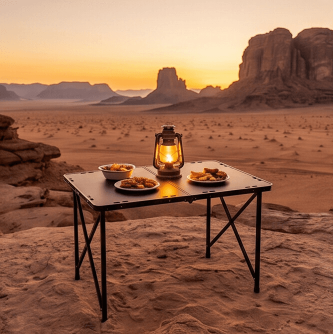 Foldable Camping Table with Sturdy Dual-Panel Top