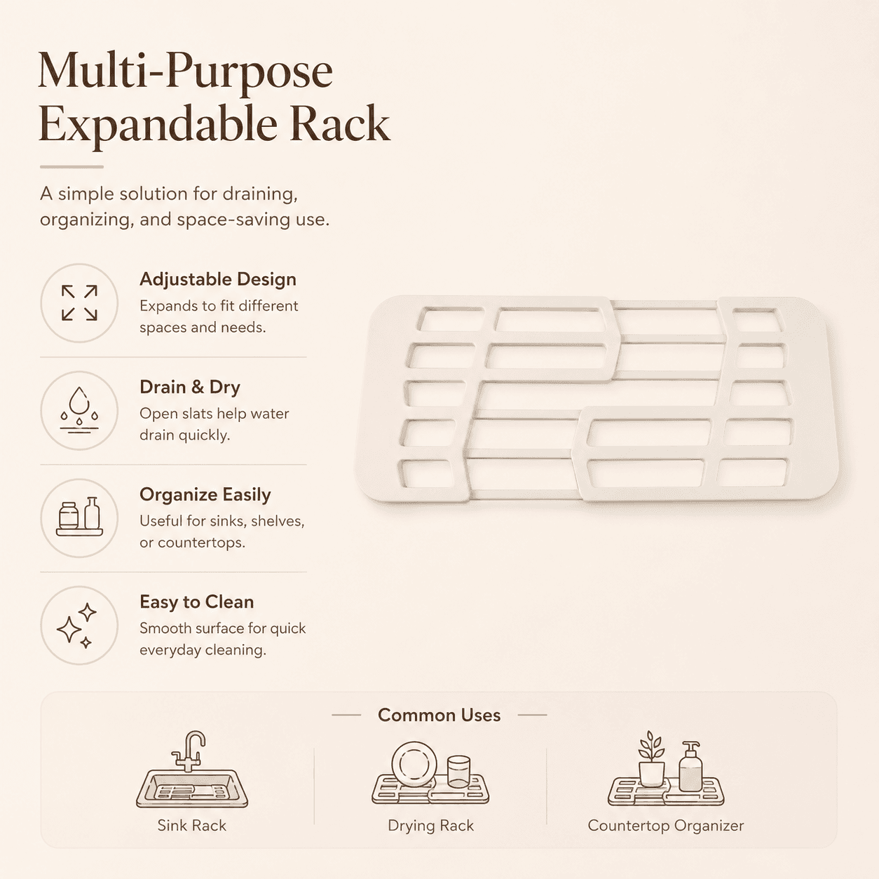 Extendable Sink Drainer Rack - Pink 9