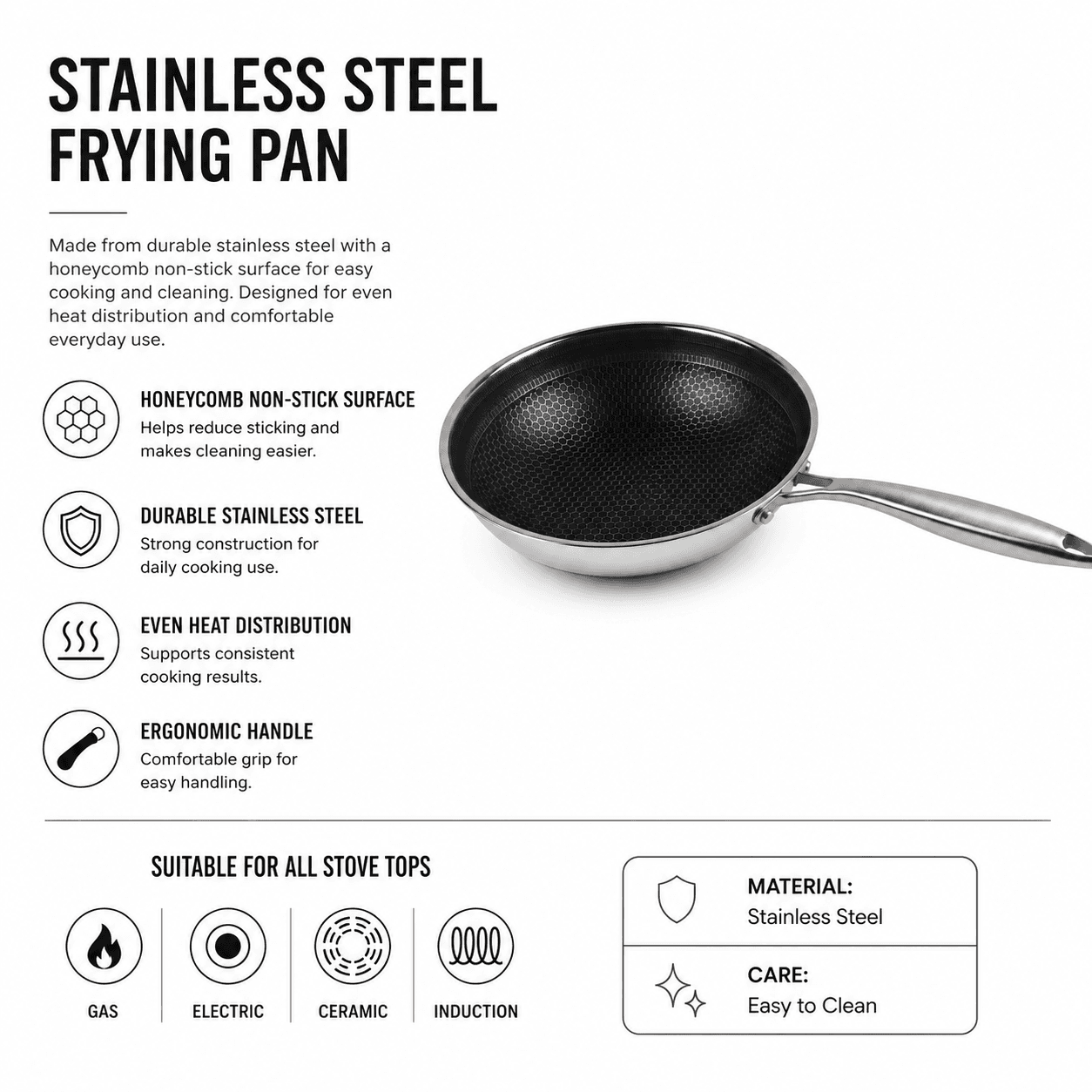 Tri-ply stainless steel pan with a glossy finish, no lid, 1.6L capacity, size 28 × 8 cm. 9