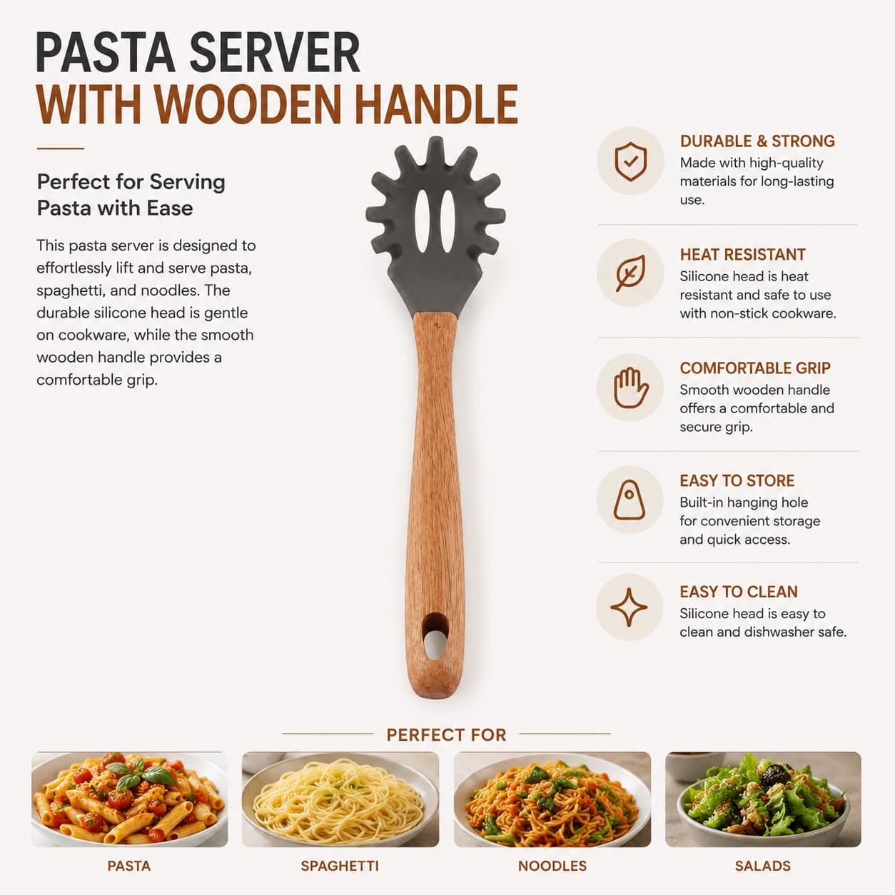 Kitchen Utensil 3202A (Wooden Spaghetti Spoon) 8
