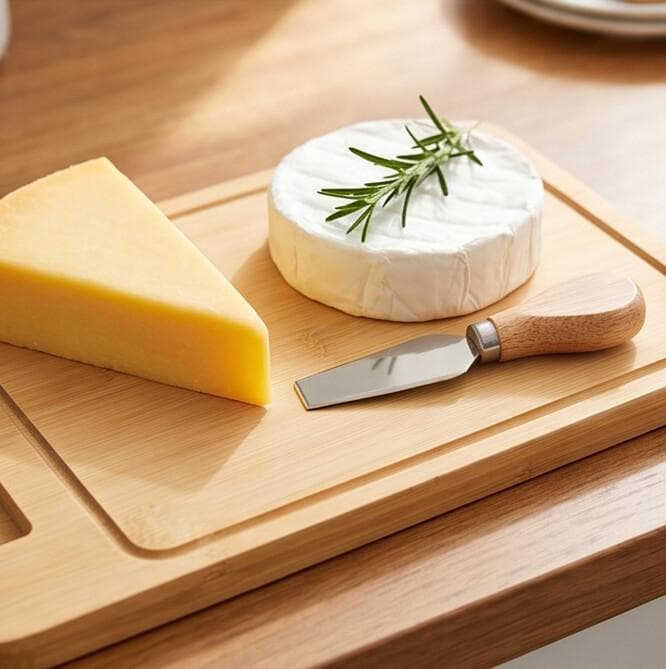 Luxury Bamboo Serving and Cutting Board with Handle and Cheese Knife – Size 36×23×1 cm

 5
