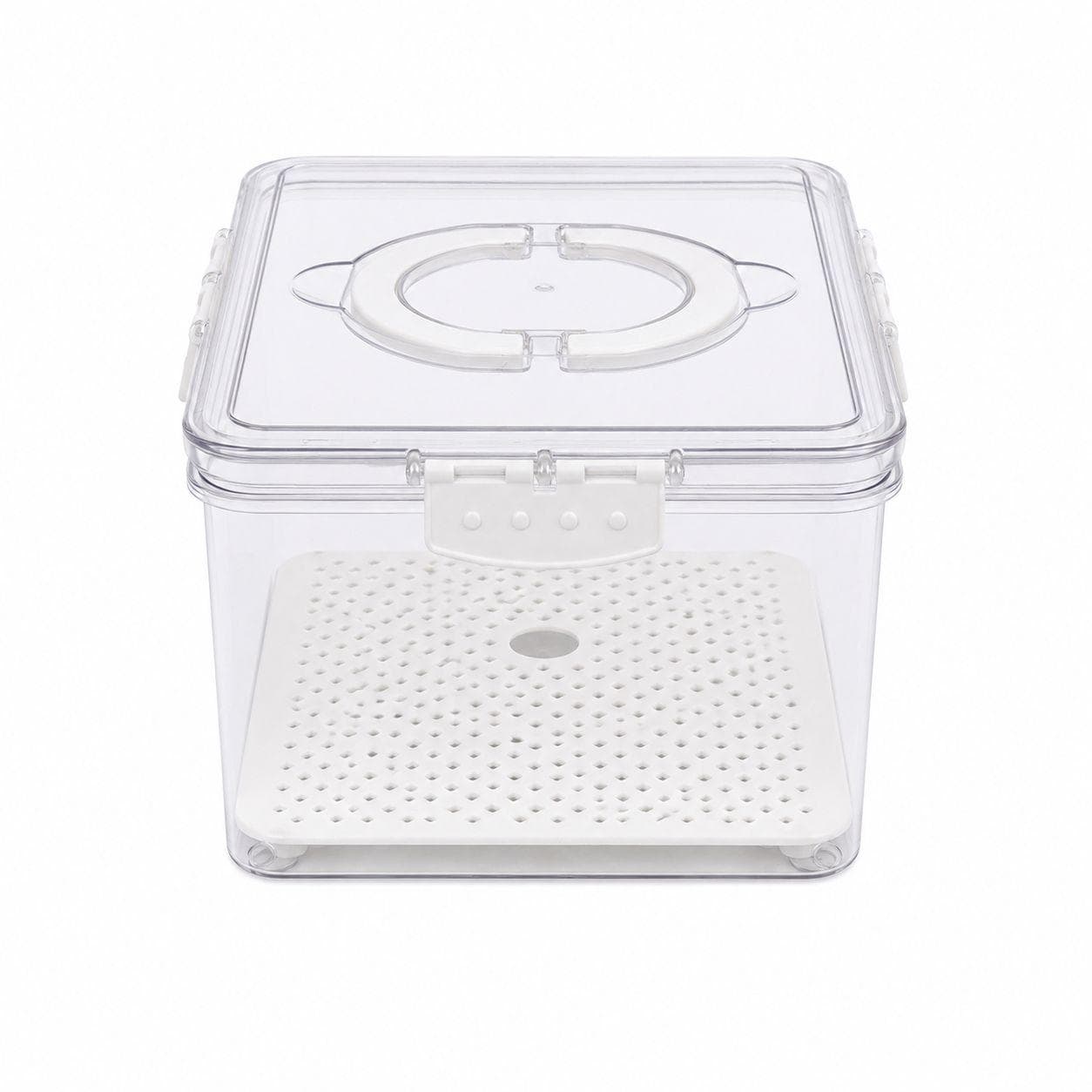 Clear Food Storage Container with Drain Tray and Side Locks 2