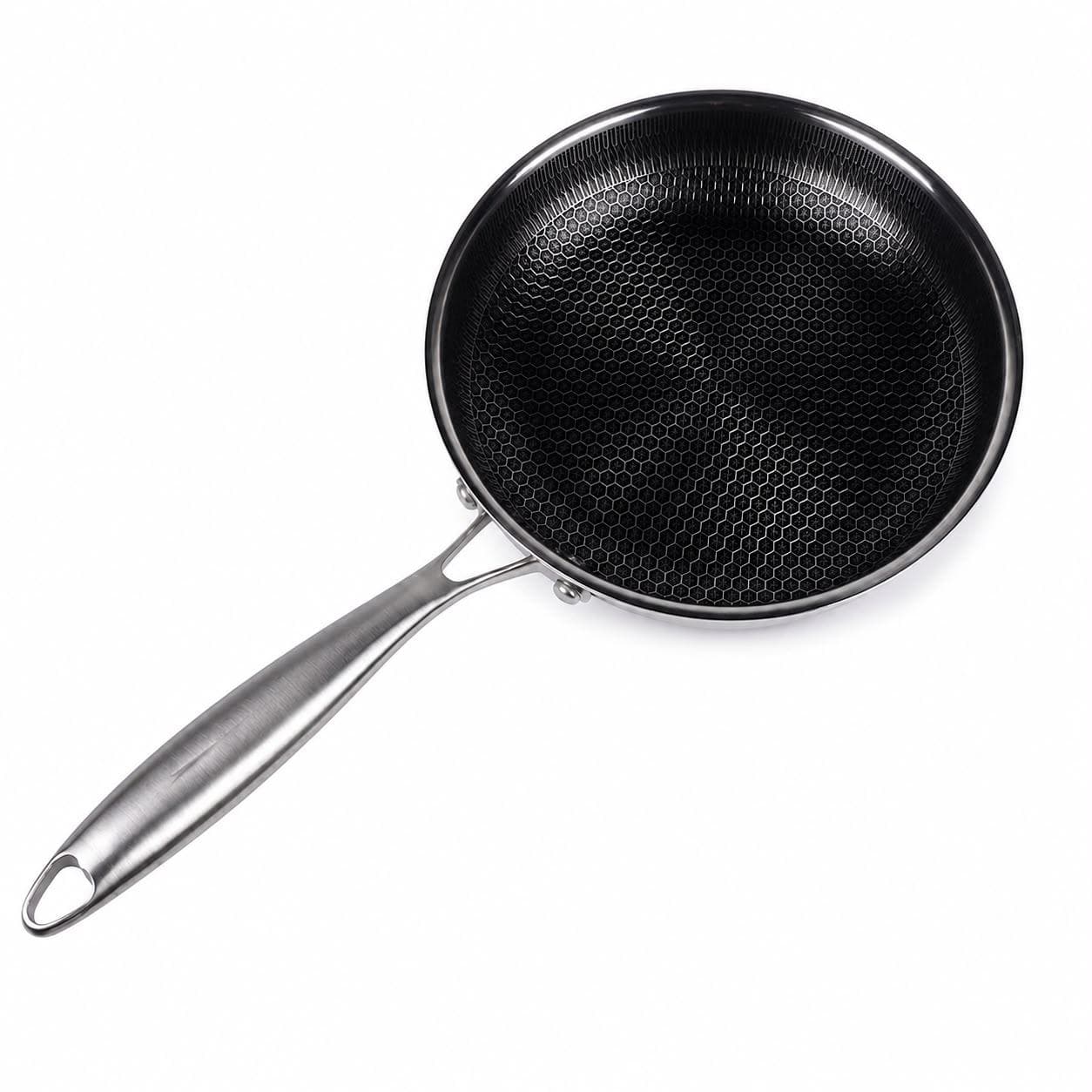 Stainless Steel Frying Pan with Textured Surface, No Lid - Suitable for Quick Frying - 24x8cm 6