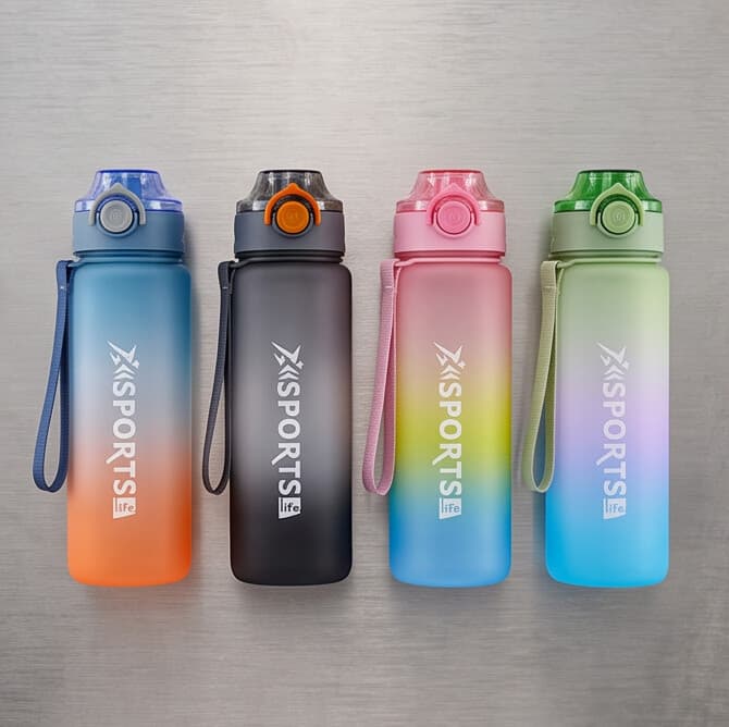 Frosted Design Water Bottle with Silicone Lid 1000 ml
