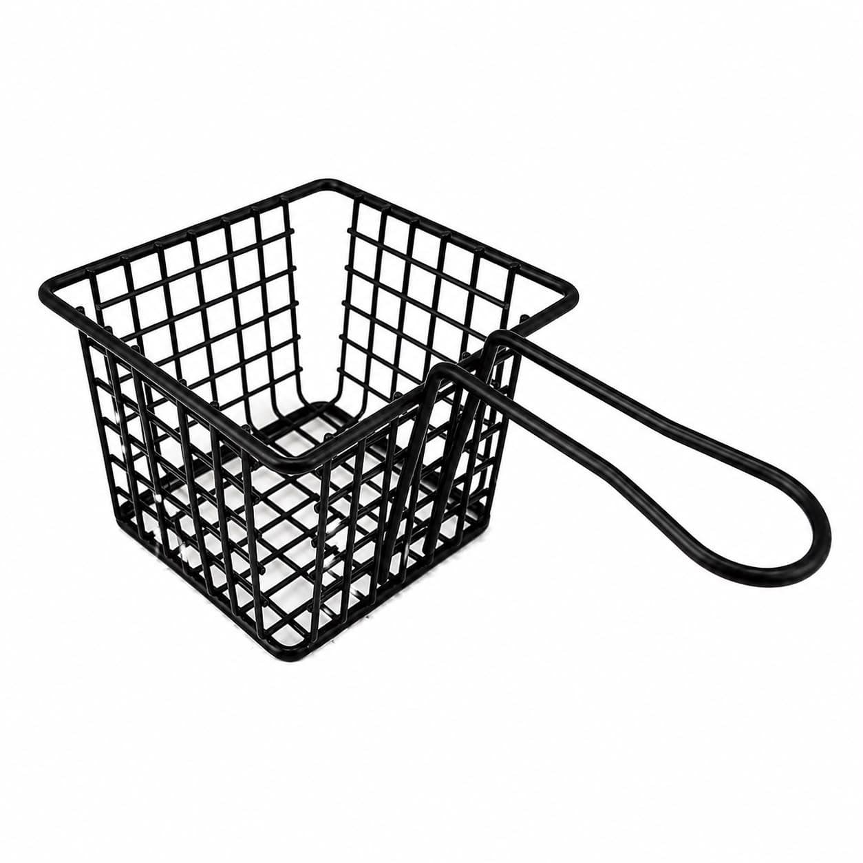 Mesh Metal Fry Basket with Side Handle for Draining Food – 18×10×8 CM - Black 2