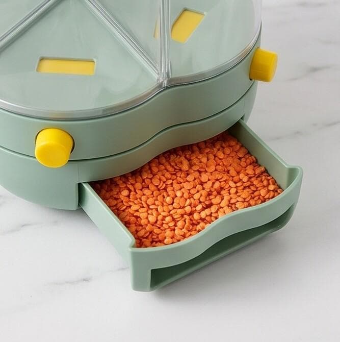Rotating Grain and Cereal Container with Multiple Compartments – Size 27 cm

 7