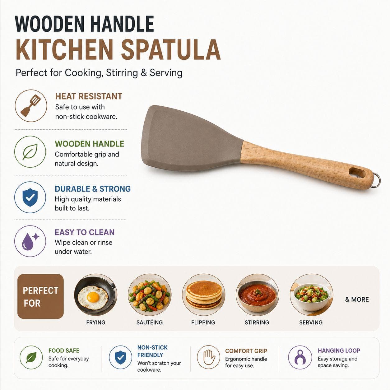 Silicone Spatula with Wooden Handle 6