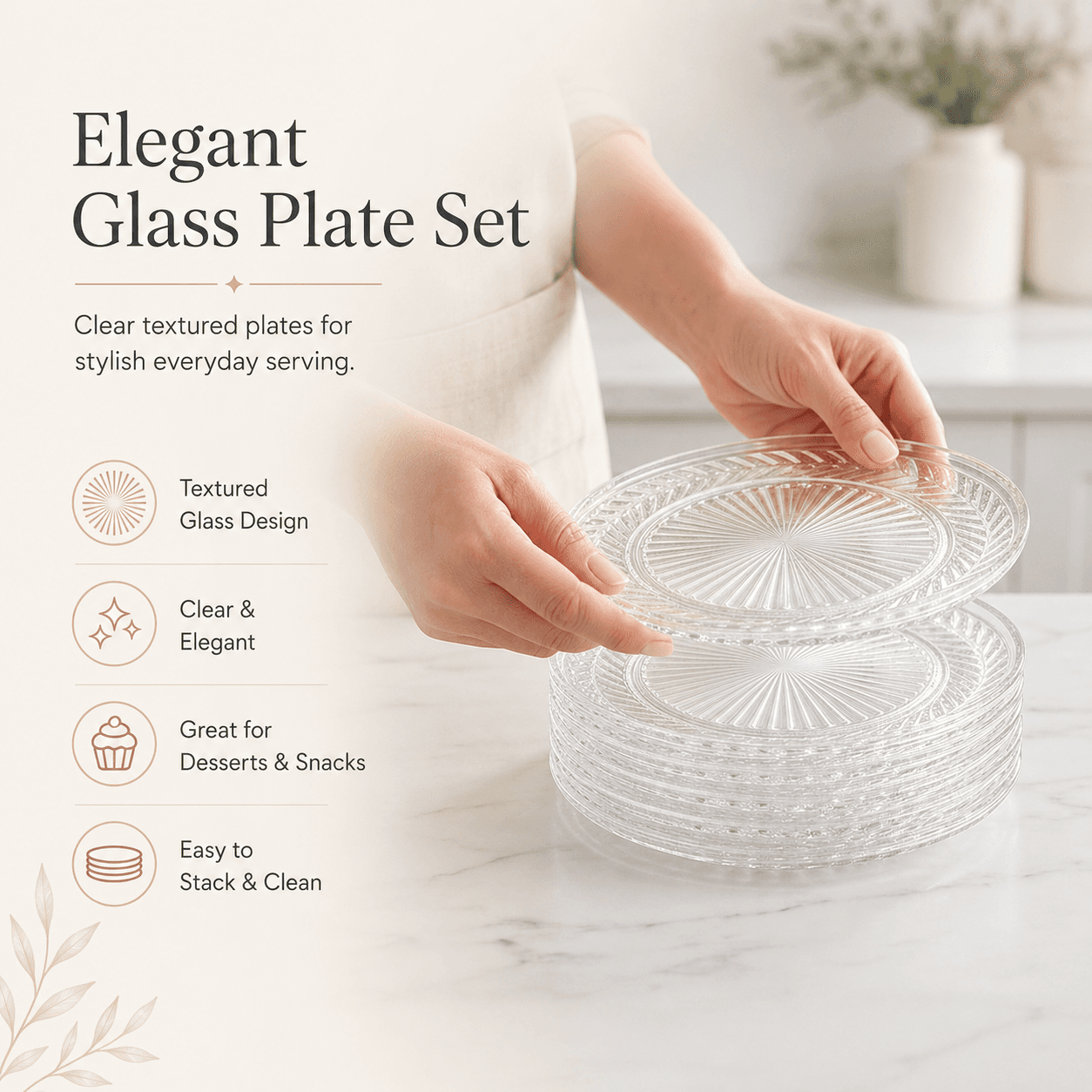 Leaves Design Dessert Serving Plate 6Pcs Set 7