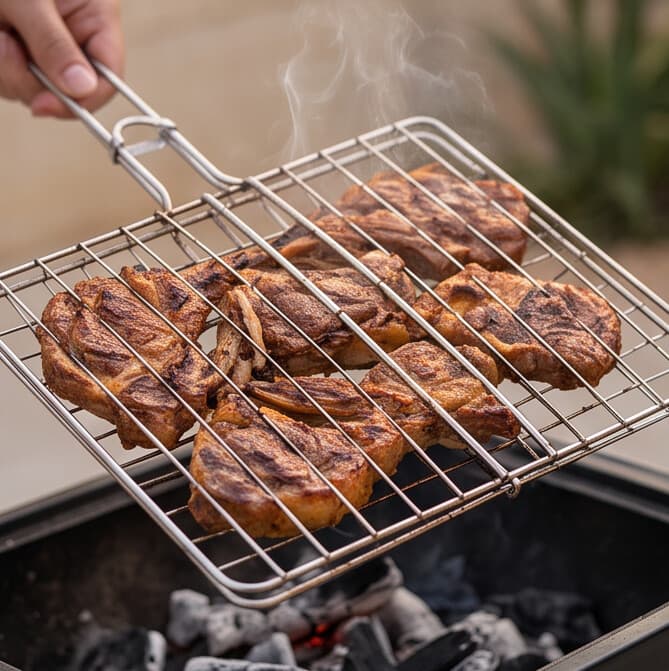 Professional BBQ Grill Net with Long Handle