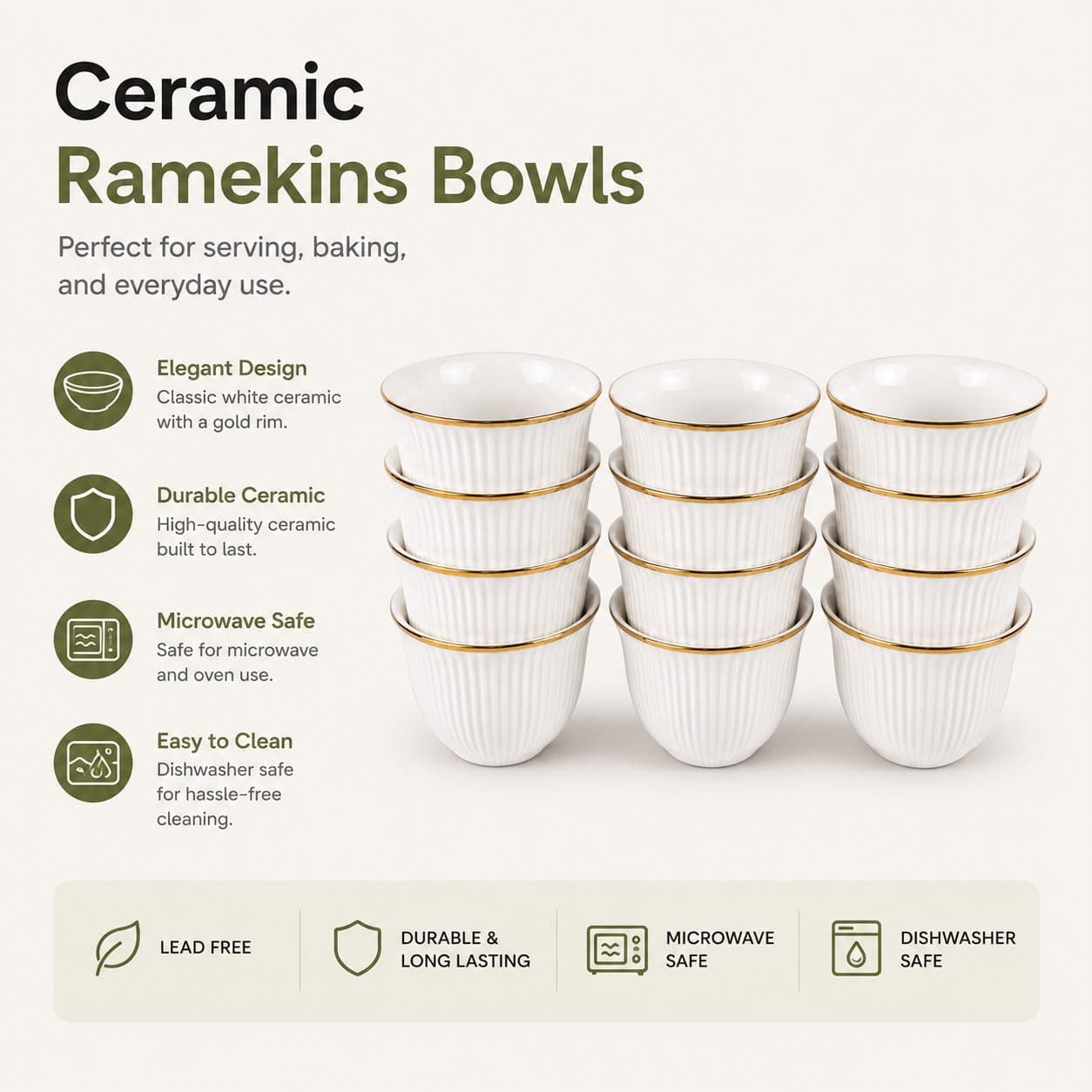 Coffee Cups Set Ribbed Design 12pcs Set 8