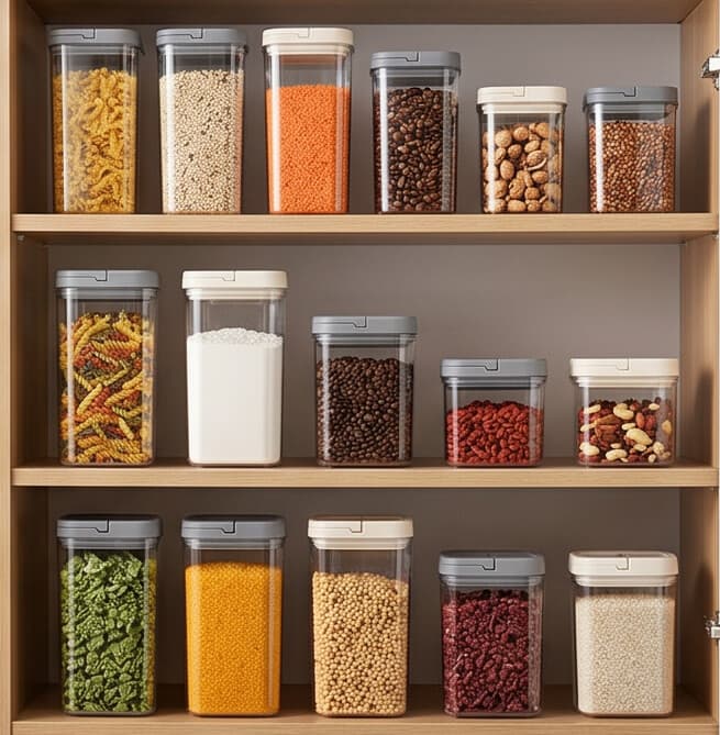 Airtight Food Storage Container Set - 4 Pieces, Assorted Sizes - Gray 2