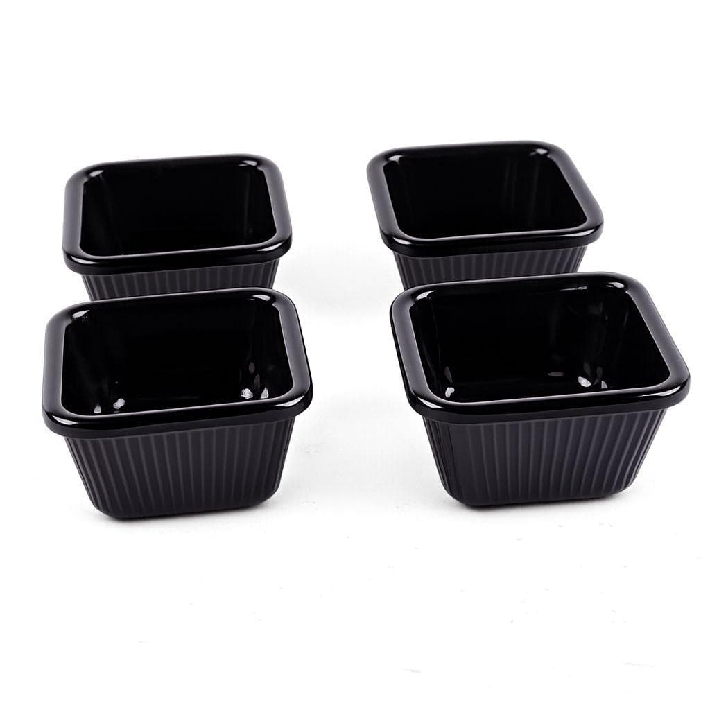 Luxury Small Square Black Melamine Serving Plate for Sauces, Appetizers, and Light Snacks in an Organized Way – Size 7×7×4 cm

 1