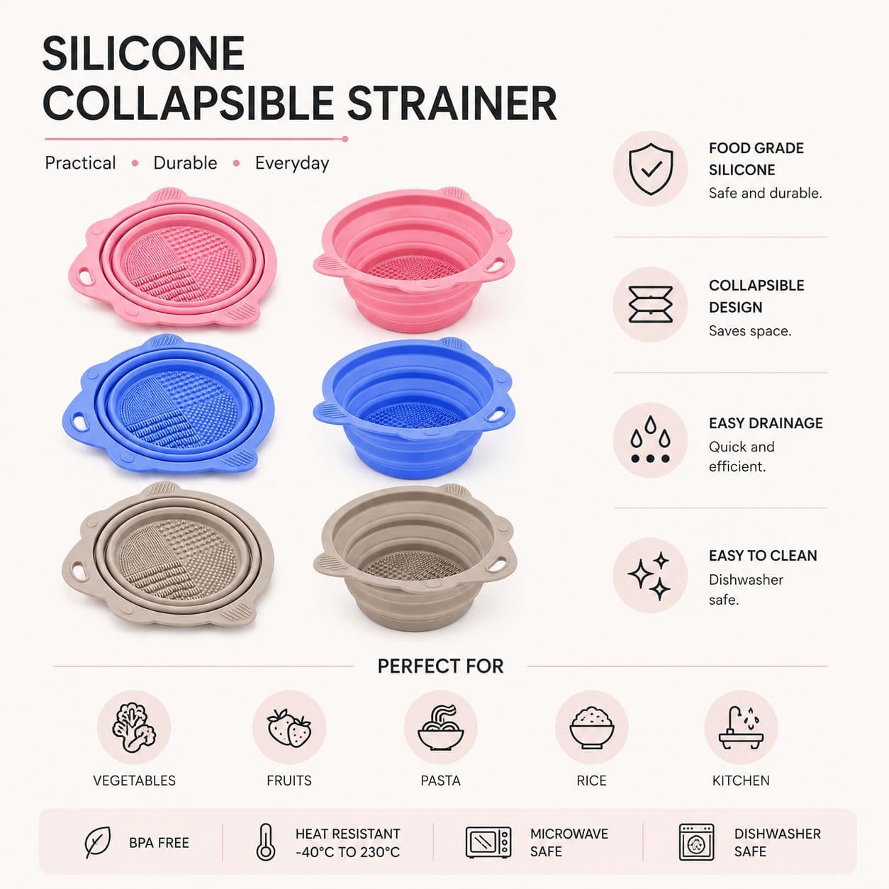 Multi-Purpose Silicone Basin with Practical Cartoon Design - Suitable for Washing Vegetables & Fruits