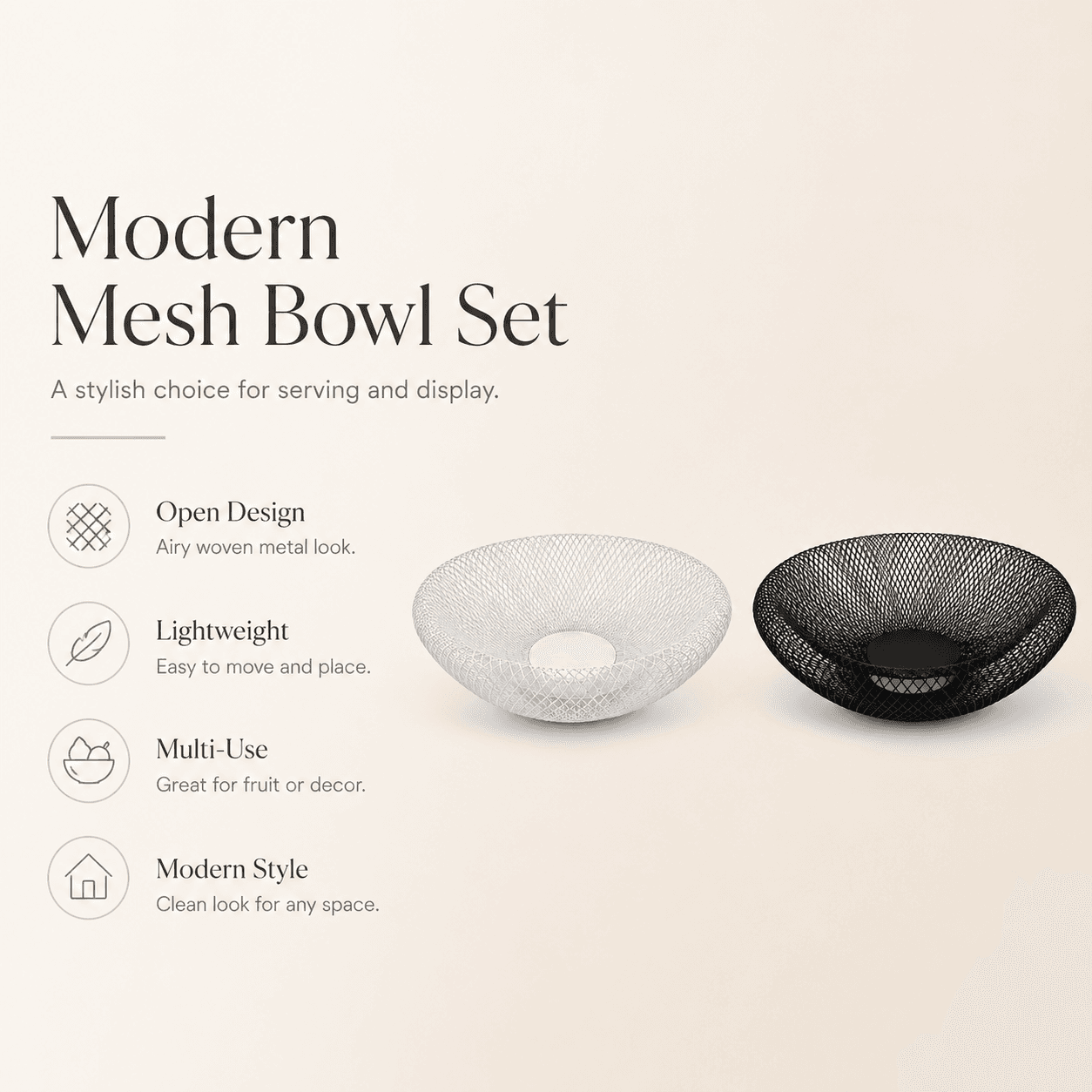Round Mesh Metal Fruit Basket