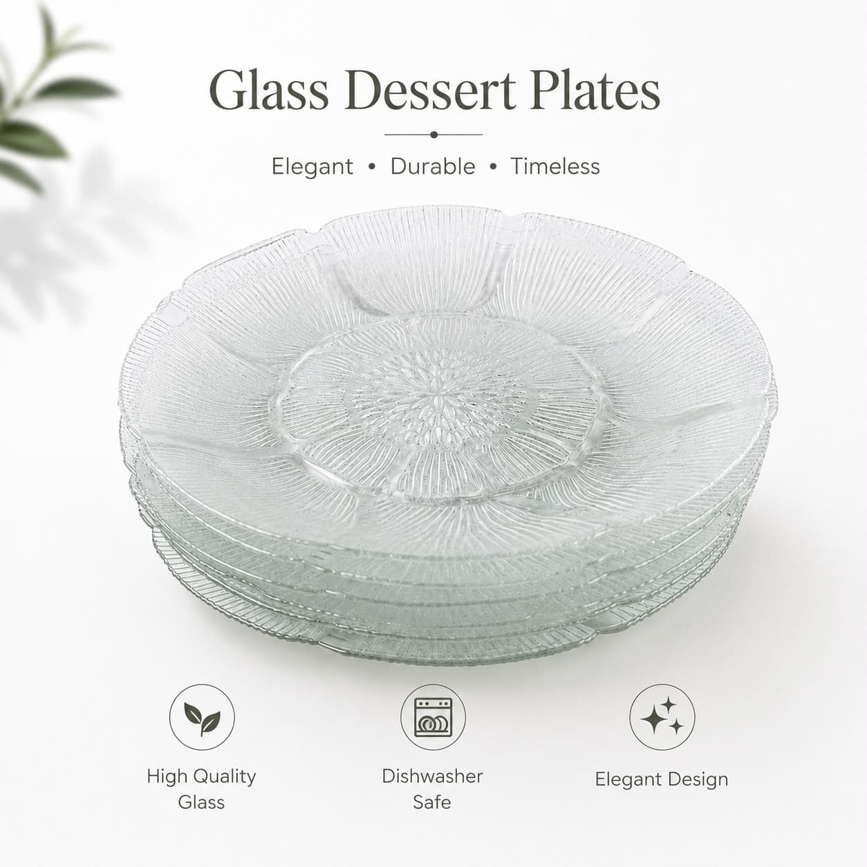 Floral Design Dessert Serving Plate 6Pcs Set 7