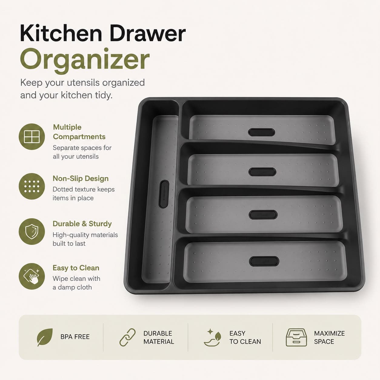 Kitchen Drawer Organizer for Cutlery and Utensils 9