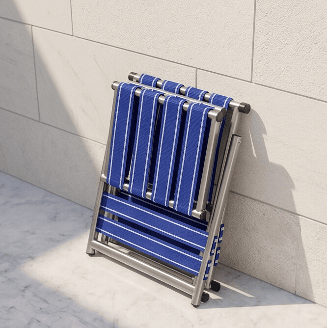 Foldable Camping Chair with Lightweight Fabric Strips Design and Backrest 6