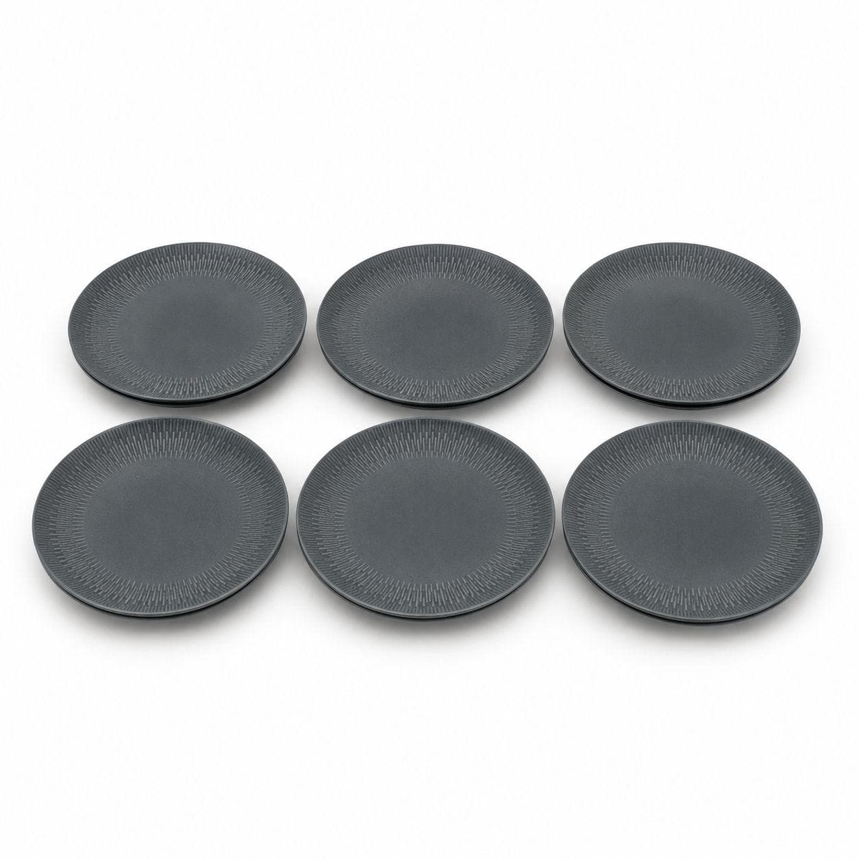 Luxury Large Ceramic Serving Plate with Radial Pattern on Edges in Gray Set of 6 Pieces – Size 26.5 cm

 2