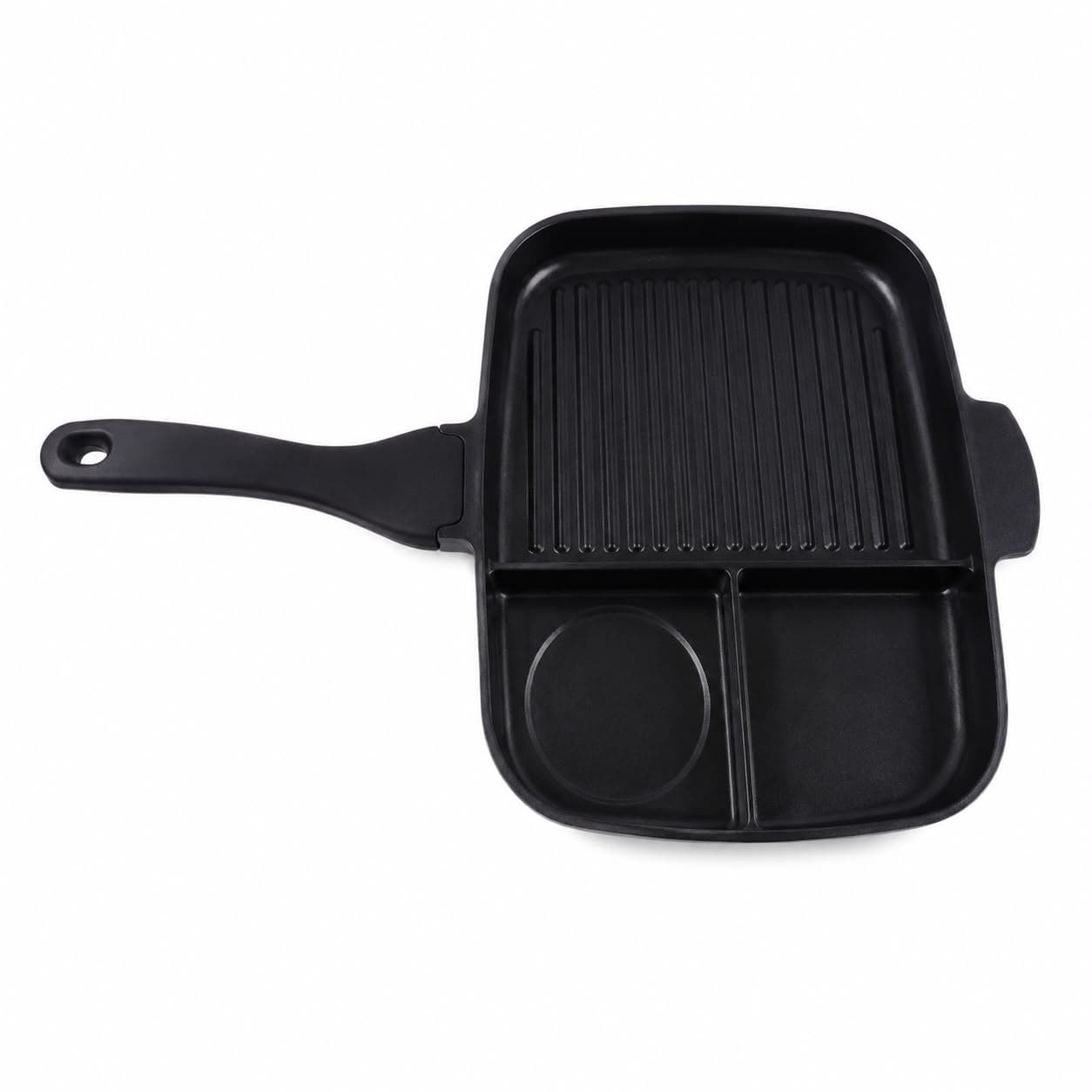 Multi-function square grill pan with a comfortable handle, ideal for grilling. 2