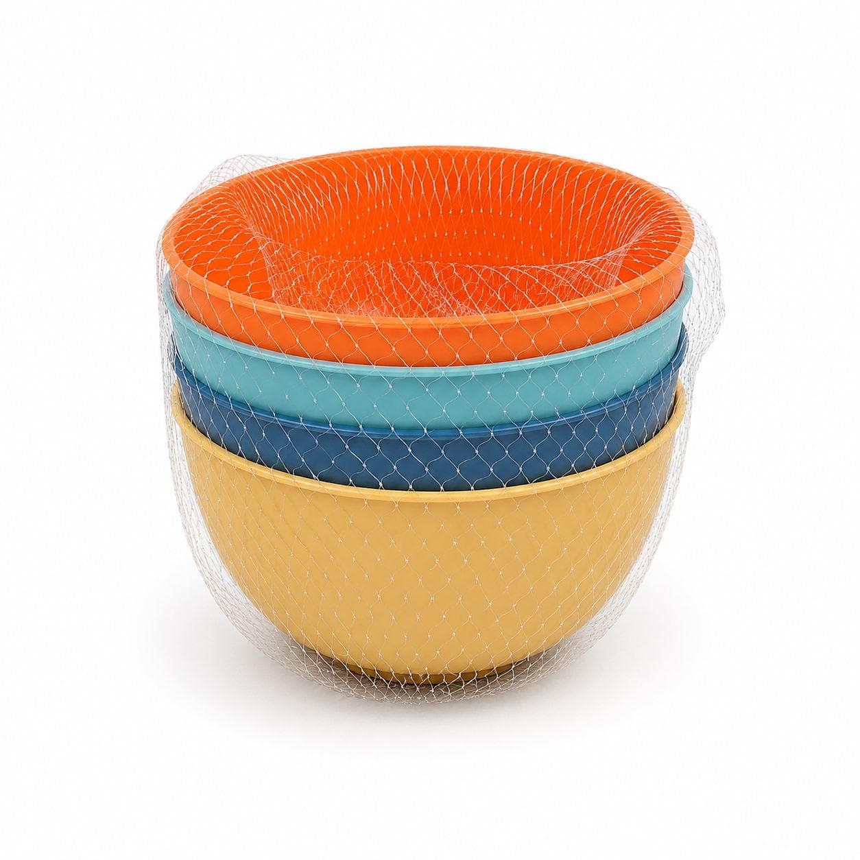 Plastic Bowls Set in Assorted Colors (Orange, Yellow, Dark Blue, Turquoise) Set of 4 Pieces

 6