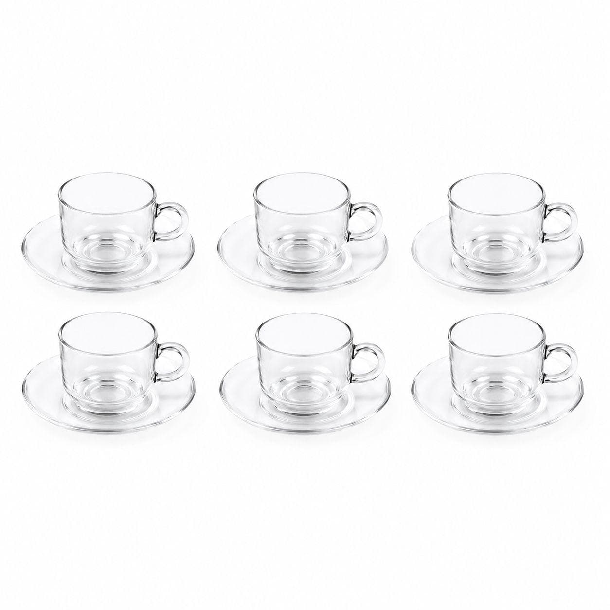 Glass Coffee Cup Set with Saucers – 7×6CM / 13×2CM 5