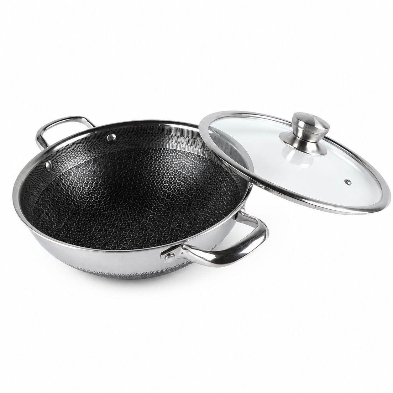 Stainless steel pan with side handles and lid, size 28 × 8 cm, suitable for daily cooking. 5