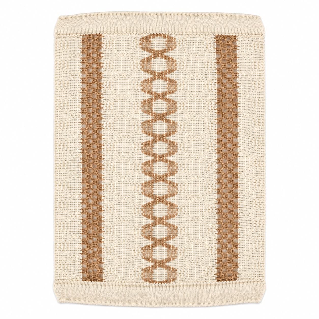 Rectangular Cotton Placemat with Embroidered Lace Trim Size 30×45 cm Set of 2 Pieces
 2