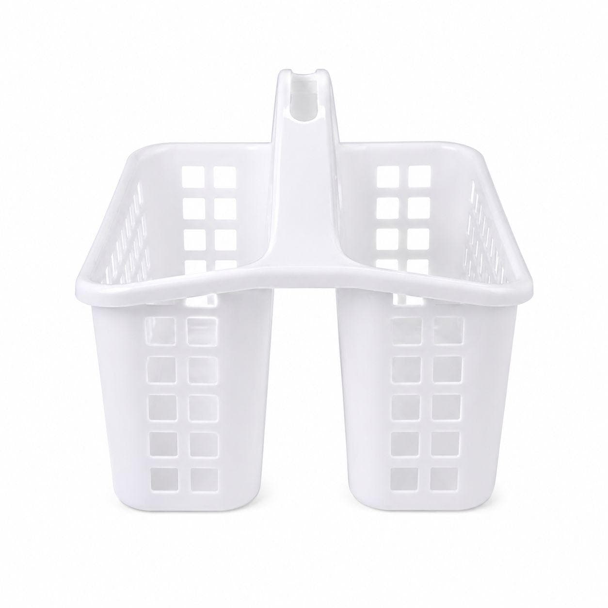 White Plastic Storage Basket with Carry Handle 2