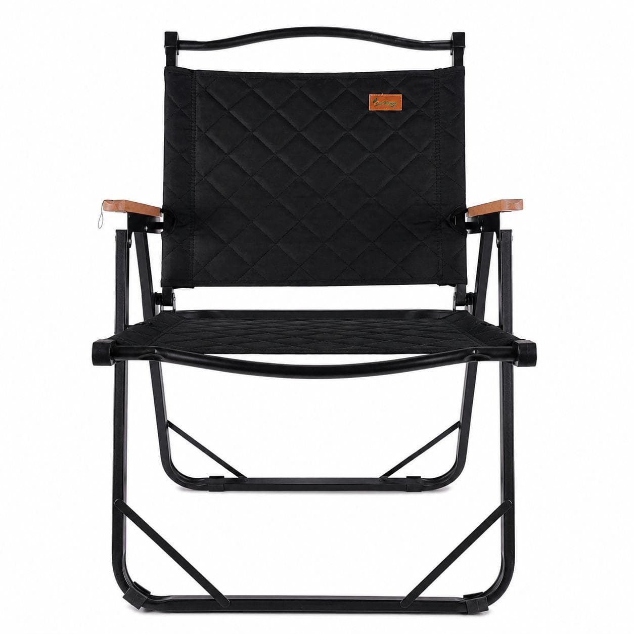 Foldable Camping Chair with Comfortable Padded Design and Wooden Armrests 2