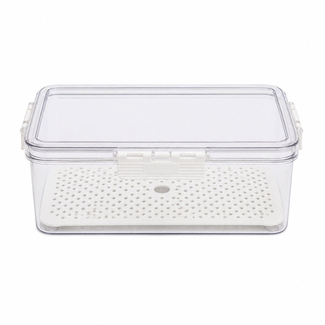 Rectangular Transparent Food Storage Container with Drainage Tray & Side Clip Locks 2