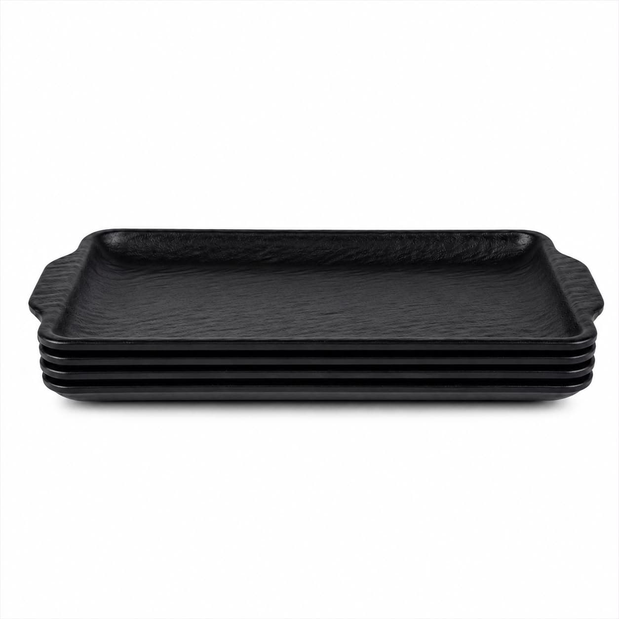 Luxury Rectangular Melamine Serving Tray with Handles – Black 30.3×13.4 cm

 4