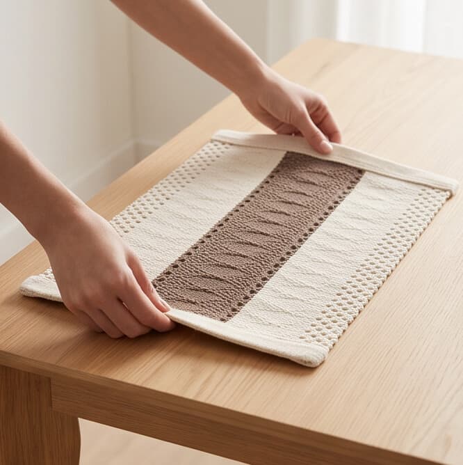 Rectangular Cotton & Linen Placemat with Woven Pattern and Tassels Size 30×45 cm Set of 2 Pieces
 2