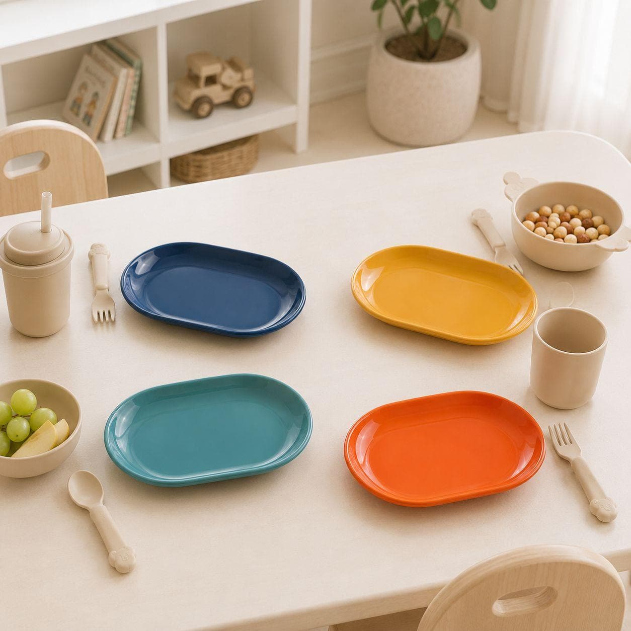 Oval Serving Plate Set – Multiple Colors (4 Pieces)