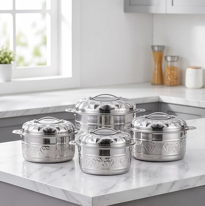 Stainless Steel Insulated Hot Pot Set – Premium Design with Multiple Sizes, Keeps Food Hot for Long Hours, Ideal for Daily Use or Travel
